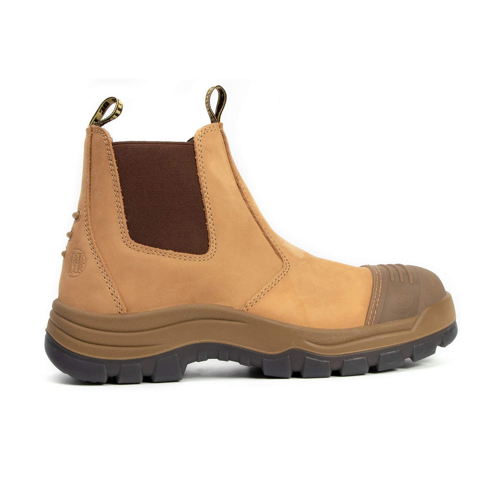 HANDMEN wheat Chelsea work boot side profile product view - TAN802