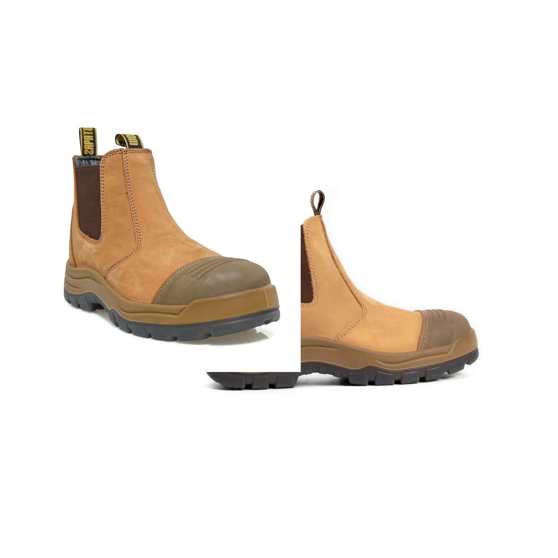 HANDMEN wheat Chelsea work boot paired product views - TAN802