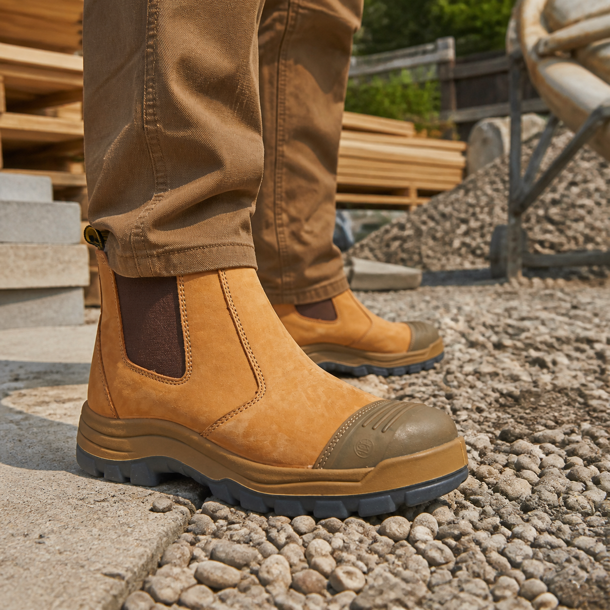 HANDMEN TAN802 wheat soft toe Chelsea work boot for outdoor work