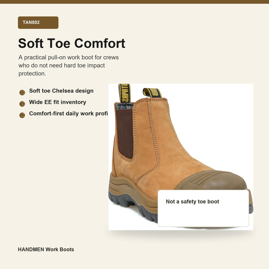 HANDMEN TAN802 soft toe comfort feature graphic