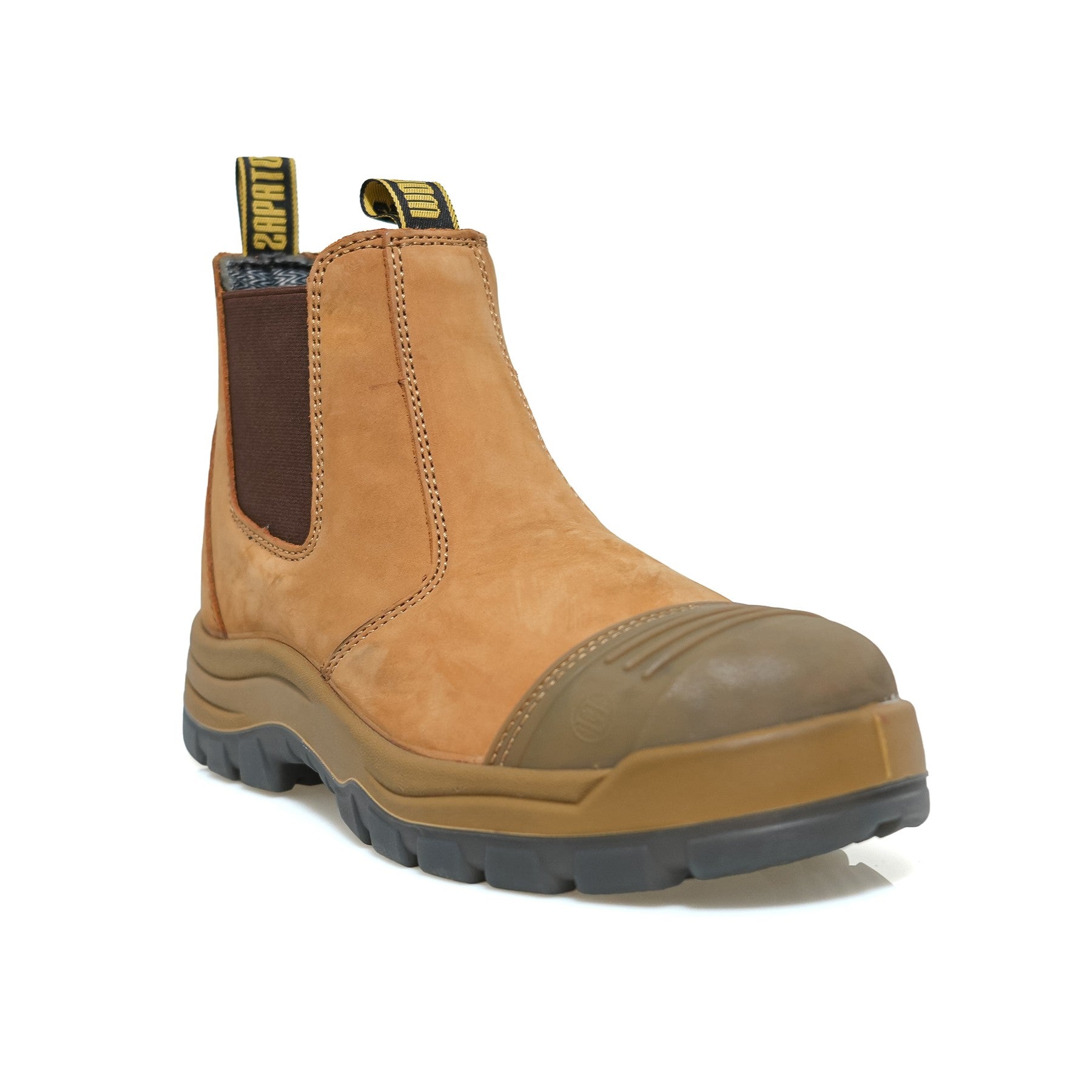 HANDMEN TAN822 wheat fiberglass composite toe Chelsea work boot front angle product view
